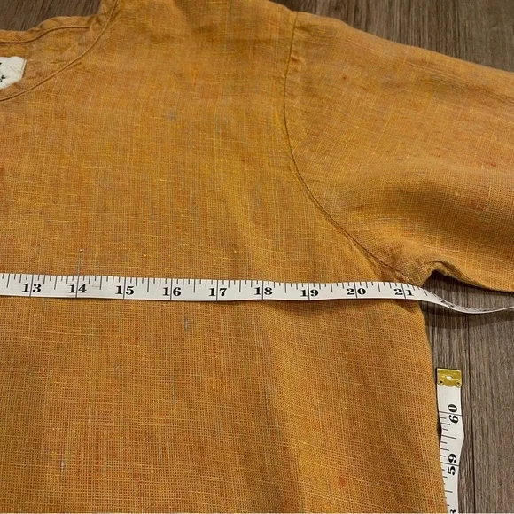 FLAX Linen Shirt Top Pants Twin Set Women’s Small Orange Lagenlook Boho Coastal - Picture 6 of 12